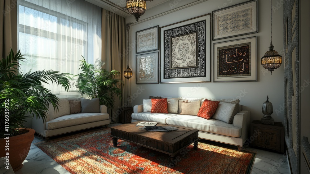 Fototapeta premium Serene Moroccan Living Room Interior Design