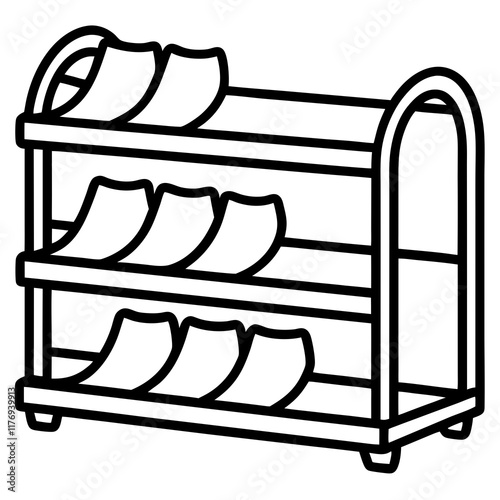 shoe rack line art vector illustration 