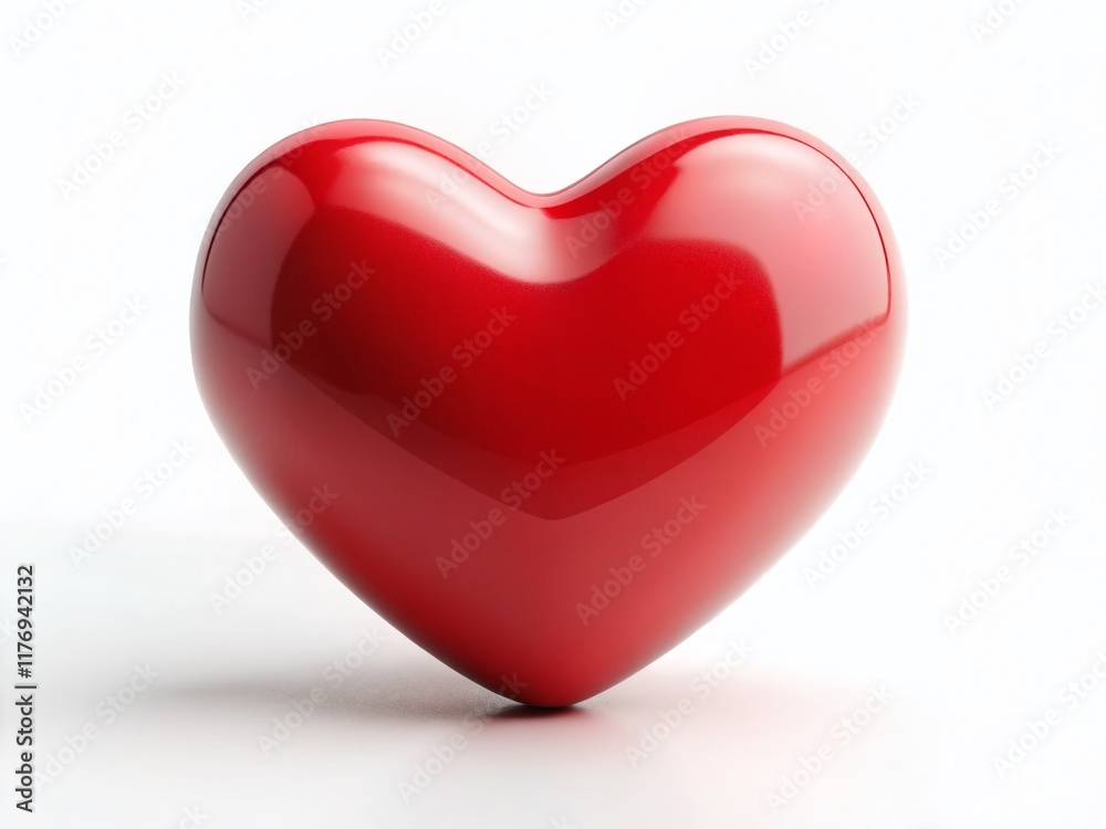 Minimalist Single Red Heart Isolated on White Background - Perfect for Valentine's Day or Love Designs Minimalist Single Red Heart Isolated on White Background - Perfect for Valentine's Day or Love Designs