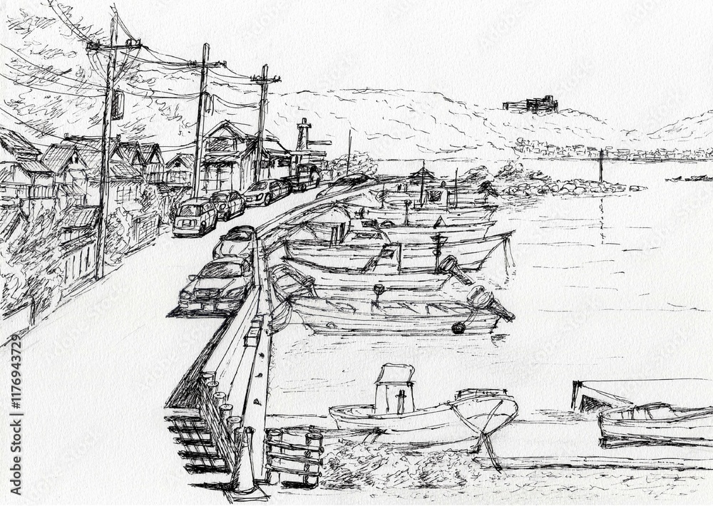 Fototapeta premium 港に並ぶ漁船