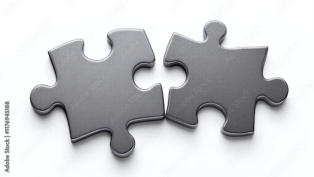 Two interlocking puzzle pieces on a clean white background, representing unity in a relationship. Two interlocking puzzle pieces on a clean white background, representing unity in a relationship.