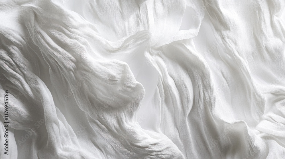 Fototapeta premium Abstract white fabric texture, elegant waves and folds.