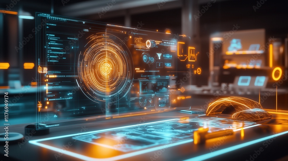 Innovative technology visuals futuristic lab digital interface high-tech environment close-up view data analysis concept Innovative technology visuals futuristic lab digital interface high-tech environment close-up view data analysis concept