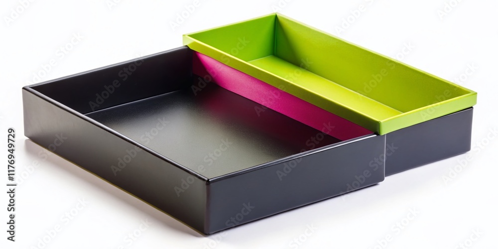 Open Empty Black Box, Isolated White Background - Stock Photo Open Empty Black Box, Isolated White Background - Stock Photo