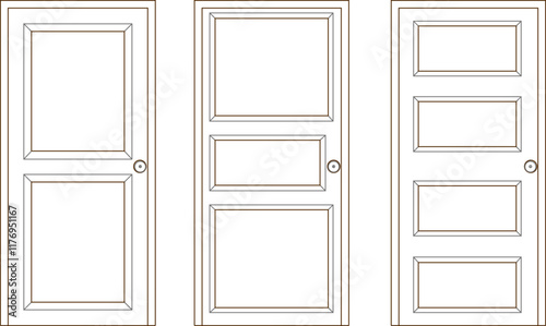 vector sketch illustration of the silhouette of a traditional classic teak wood door design.eps