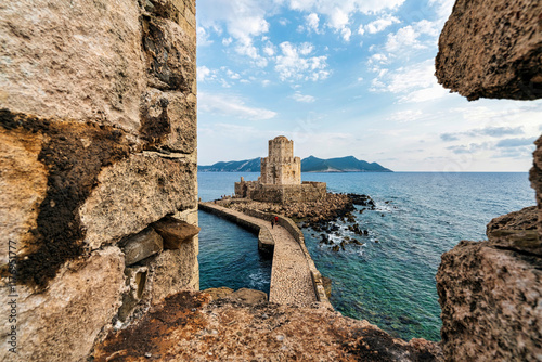 Bourtzi Tower with Causeway at Methoni Fortress