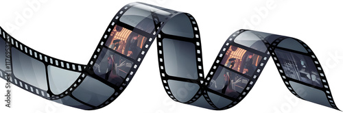 Black and white movie film and movie film, roll illustration.