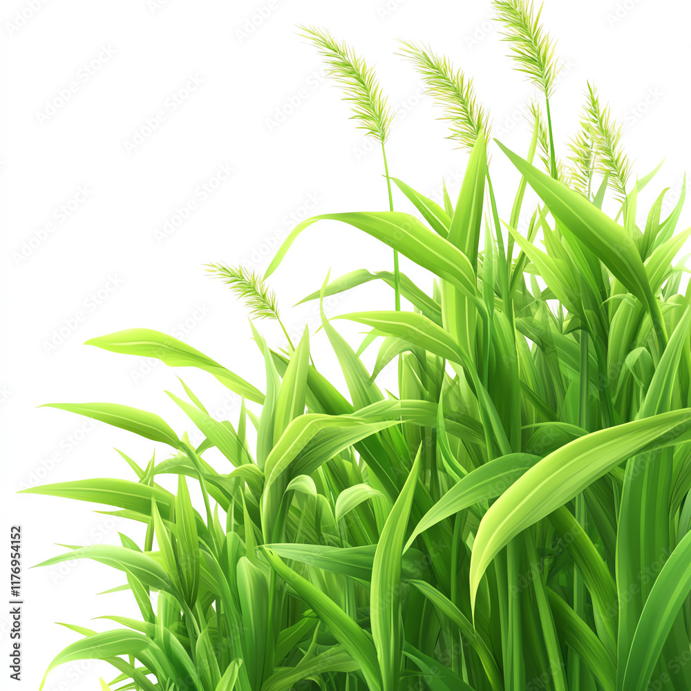 Obraz premium Vibrant green grass swaying gently, creating a fresh and natural atmosphere, perfect for nature-themed projects.