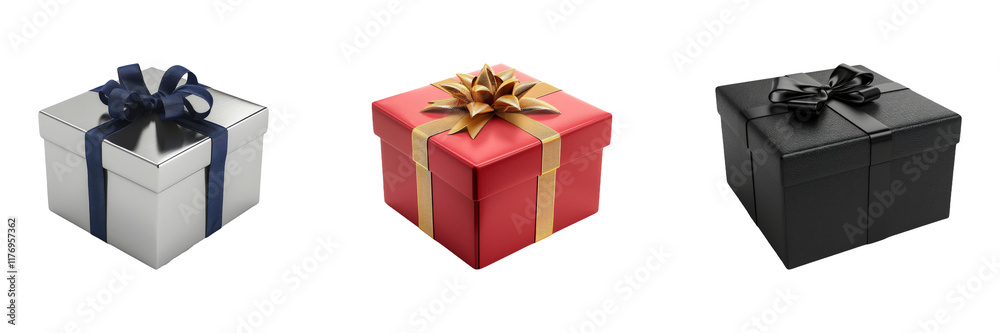 Fototapeta premium Luxury Gift Box Set Isolated on Transparent Background