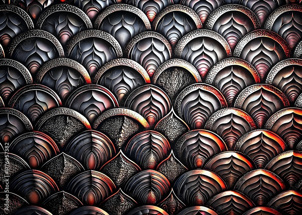 Fototapeta premium Stylish Wall Art Featuring Intricate Floral Patterns Metallic Texture Design