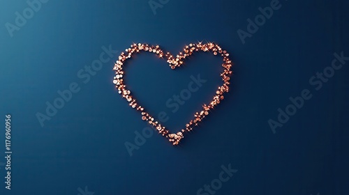 Heartshaped constellation made of stars and coins, symbolizing cosmic love and wealth, magical Valentine theme