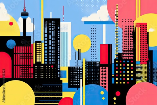 Abstract Geometric Composition with Vibrant Colors