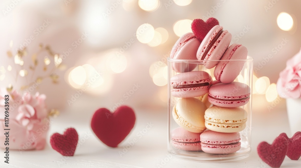 Transparent Containers Displaying Colorful Pink and Red Macarons Transparent Containers Displaying Colorful Pink and Red Macarons
