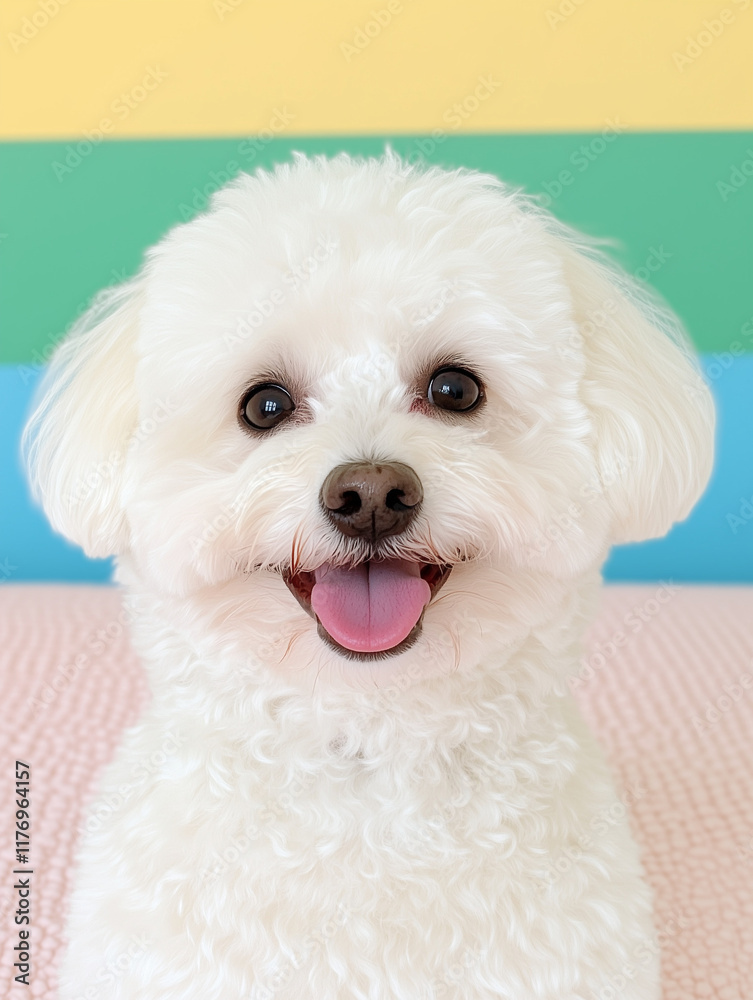 Portrait of an adorable smiling white puppy dog, heal Portrait of an adorable smiling white puppy dog, heal