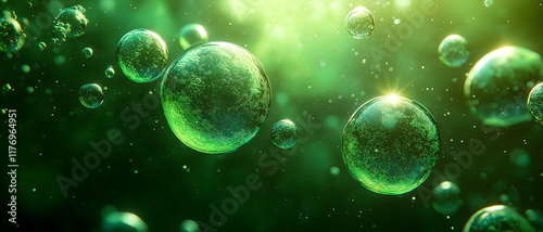 Wallpaper Mural Water Molecules In The Surrounding Green World. Illustration On The Theme Of Ecology And Climate.  Generative AI	
 Torontodigital.ca