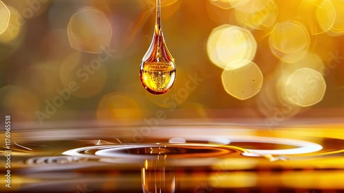 a drop of sandalwood oil close-up. Selective focus