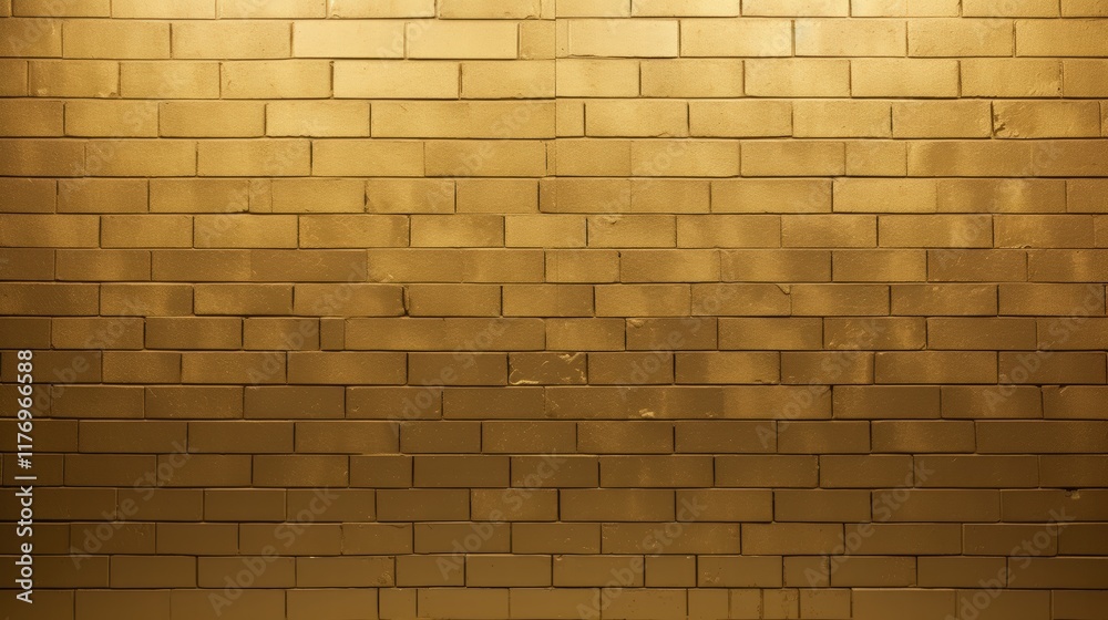 Obraz premium Golden Brick Wall with Unique Texture and Depth Creating a Chaotic Yet Beautiful Background Ideal for Creative Projects and Designs