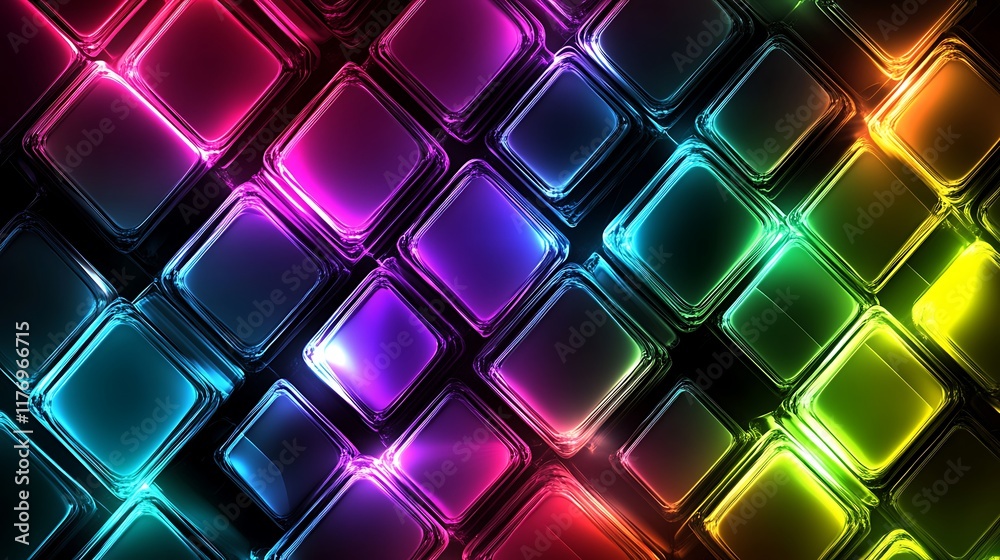 Abstract Neon Squares Colorful Pattern Design Abstract Neon Squares Colorful Pattern Design