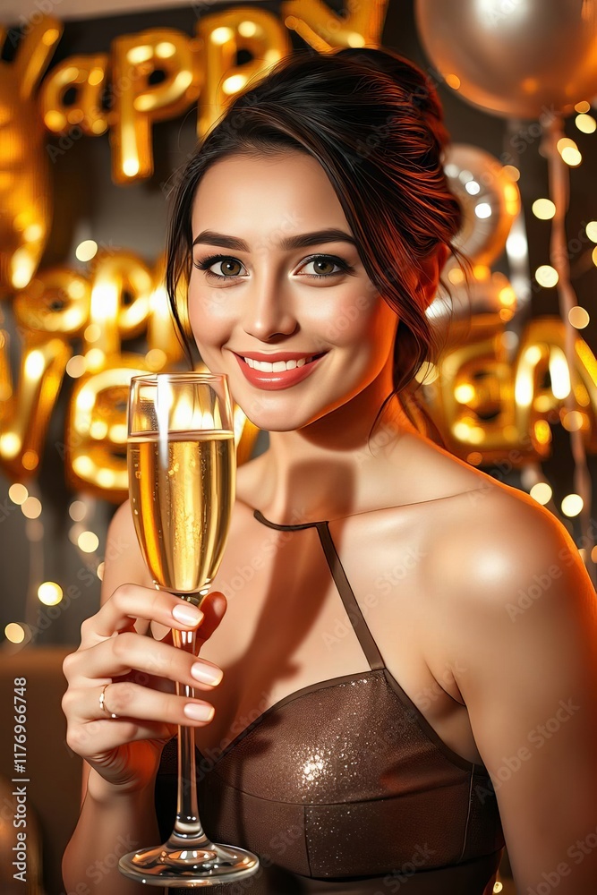 Celebrating New Year's Eve with Sparkling Champagne and Fireworks Celebrating New Year's Eve with Sparkling Champagne and Fireworks