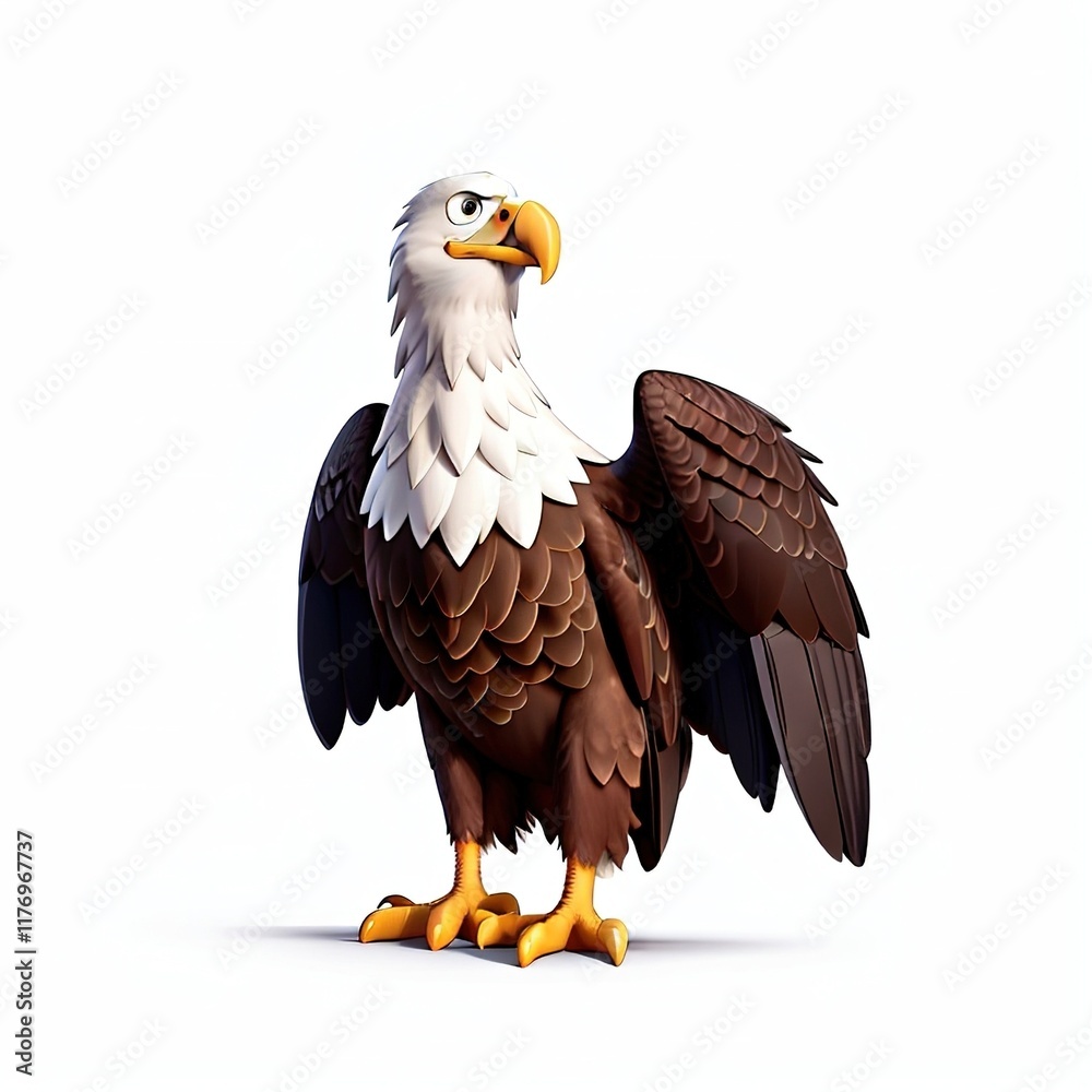 Obraz premium 3D Animation Style eagle cartoon Animals illustration isolated on white background