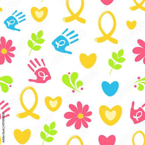 Seamless pattern for childhood cancer day. Awareness, support, hope, solidarity concept. Background, textile, paper, fabric. Vector illustration.