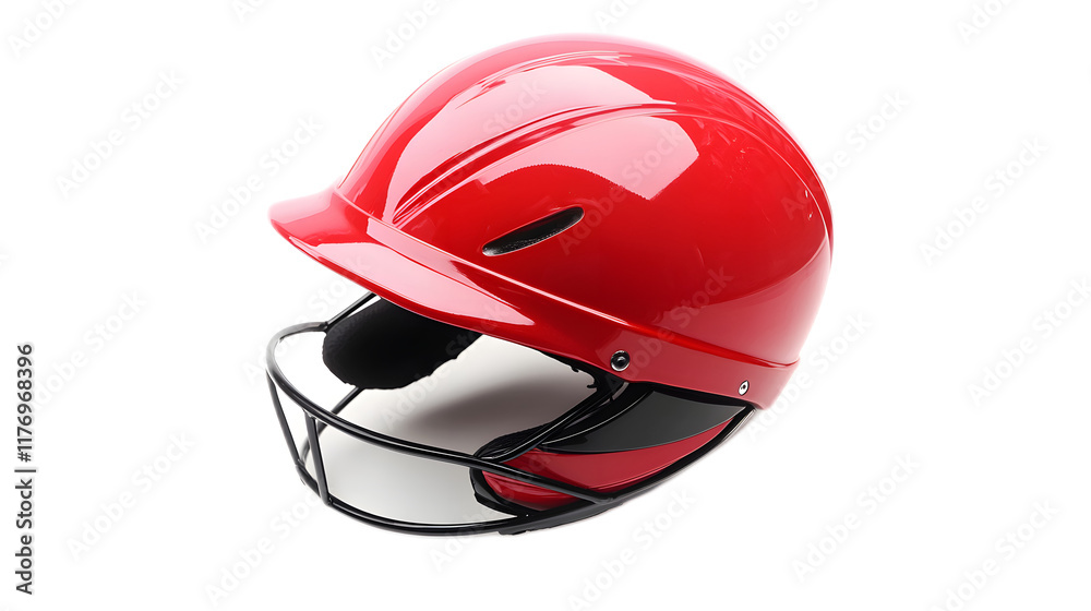 Fototapeta premium Red Safety Helmet for Sports Use with Glossy Finish and Visor
