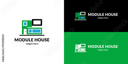 Contemporary module house logo. Vector illustration.