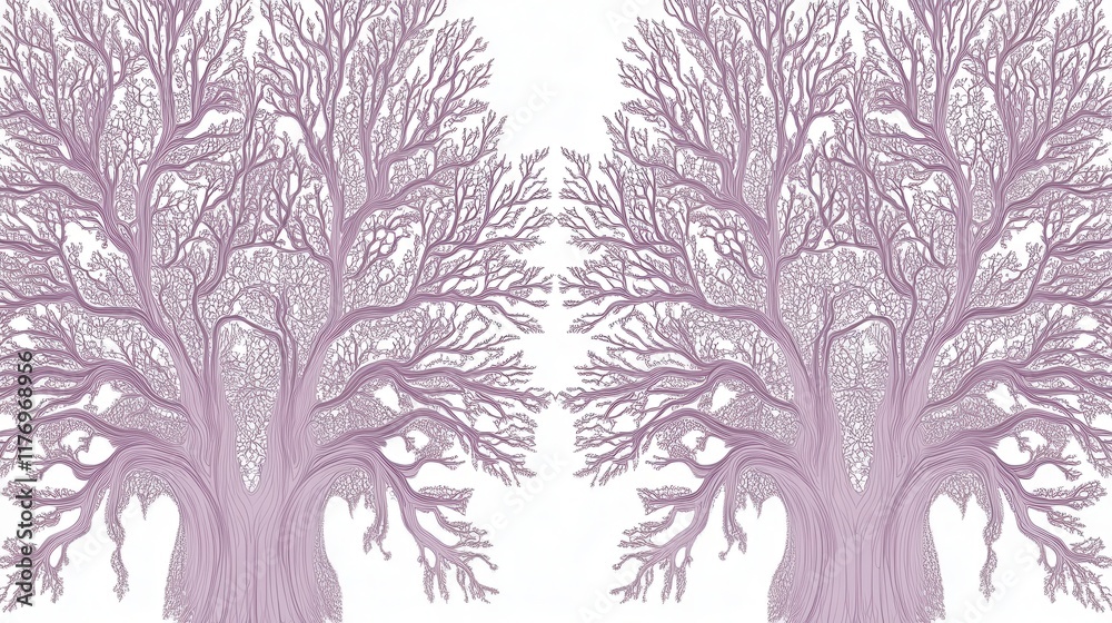 Obraz premium Intricate Purple Tree Design with Delicate Branches - A Sophisticated Botanical Illustration