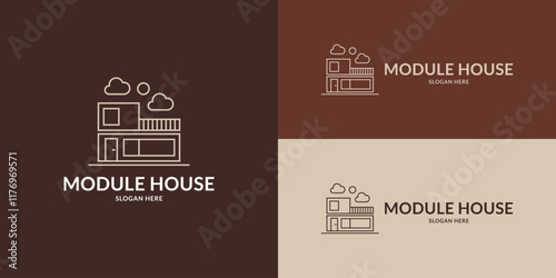 Sleek module house logo. Vector illustration.
