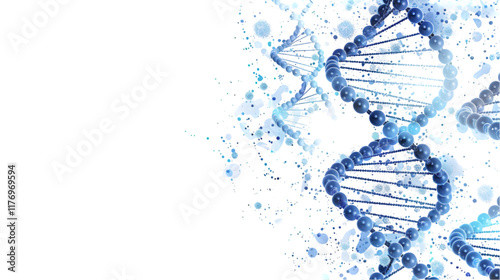 DNA biotechnology science background vector in blue futuristic style with blank space isolated on a transparent background