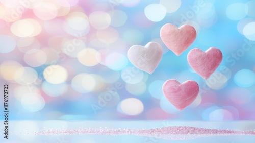 Whimsical love letter surrounded by floating hearts on a vibrant dreamy background