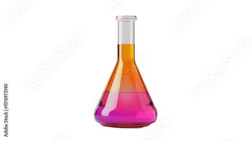 Flask of chemistry test tube 3d icon containing chemical . 3d render science and technology concept isolated on a transparent background