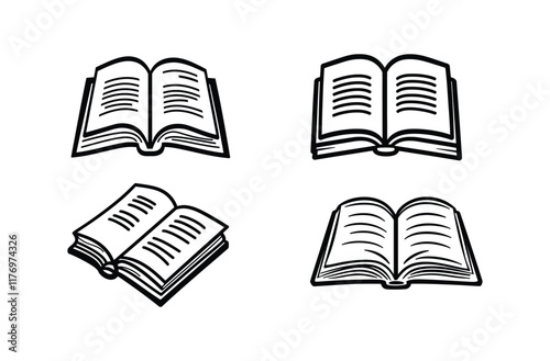 Set of books Vector Silhouette design