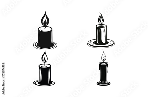 Set of candles Vector Silhouette design