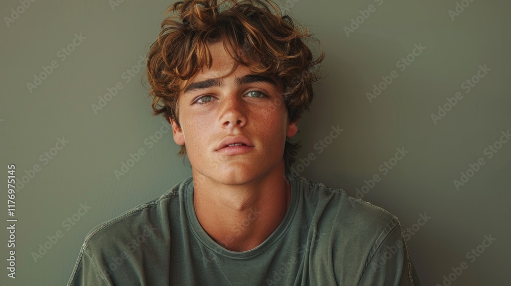 Portrait of a young man with freckles on his face Portrait of a young man with freckles on his face