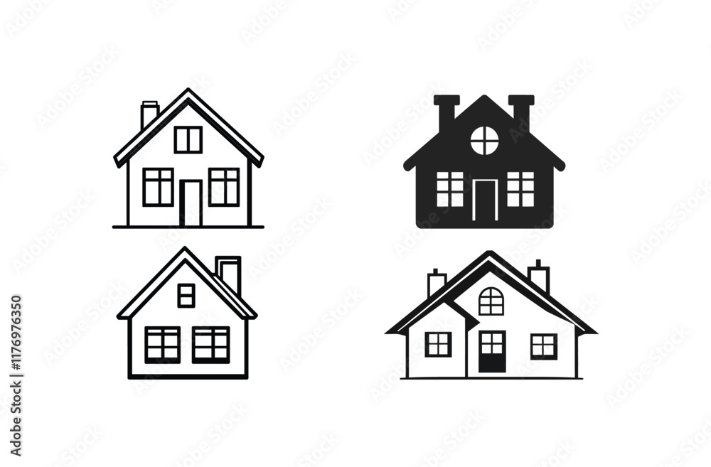 House icon set Vector Silhouette design House icon set Vector Silhouette design