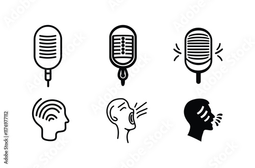 Microphone icons set Vector Silhouette design