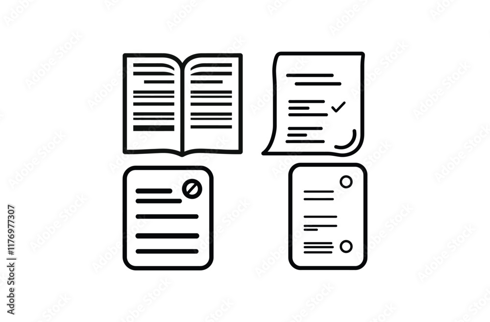 Document icons set Vector Silhouette design Document icons set Vector Silhouette design