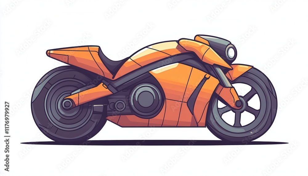 A sleek futuristic orange motorcycle with sharp angles. Ideal for video games, graphic design, or any project needing a modern vehicle. A sleek futuristic orange motorcycle with sharp angles. Ideal for video games, graphic design, or any project needing a modern vehicle.