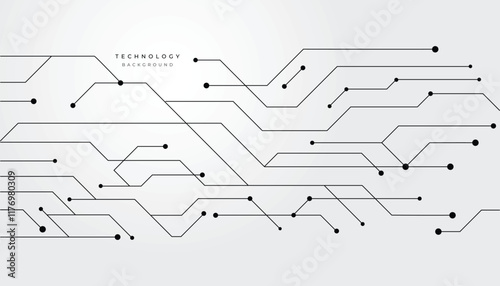 Abstract Technology Circuit Lines on White Background
