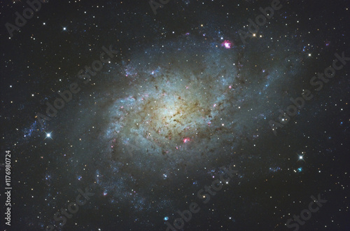 Triangulum galaxy or also called Messier 33 in the Triangulum constellation, taken with amateur telescope.