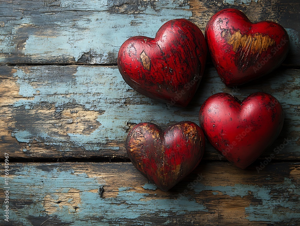 Valentine Day Red Hearts on a Blue Wooden Surface
Valentine Day Red Hearts on a Blue Wooden Surface