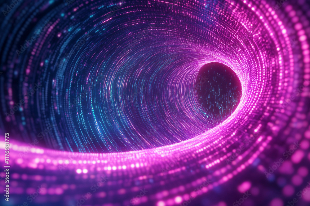 Obraz premium Glowing Pulsating Double Helix of Digital Data Flow