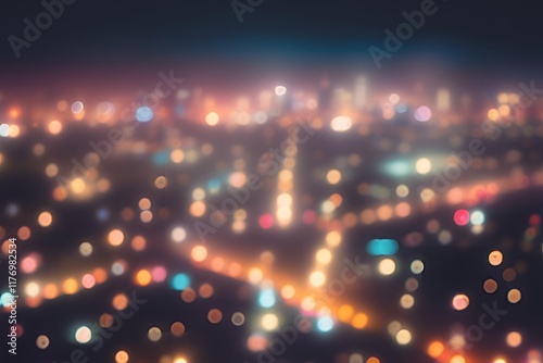 Blurry city lights background. Background of blurry city lights at night.
