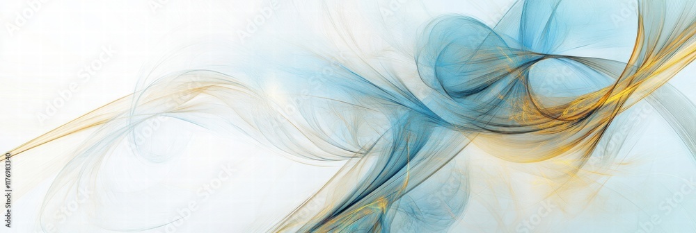 Abstract lines in soft blue and golden hues create a sense of fluidity and motion across a light background. Generative AI Abstract lines in soft blue and golden hues create a sense of fluidity and motion across a light background. Generative AI