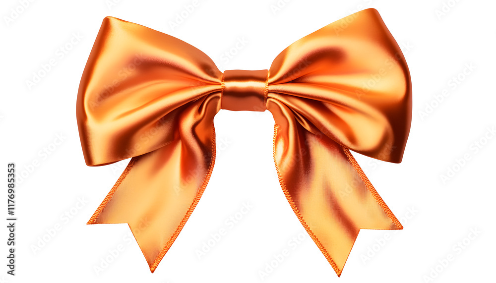 Beautiful orange silk bow isolated png Beautiful orange silk bow isolated png