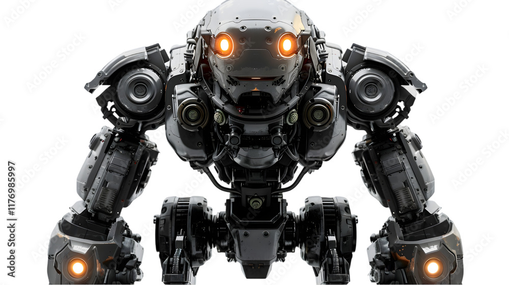 Heavy Combat robot cyborg soldier isolated on a transparent background Heavy Combat robot cyborg soldier isolated on a transparent background