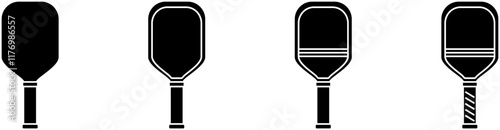 Pickleball Racket Silhouettes, paddles, bats and balls in various variations