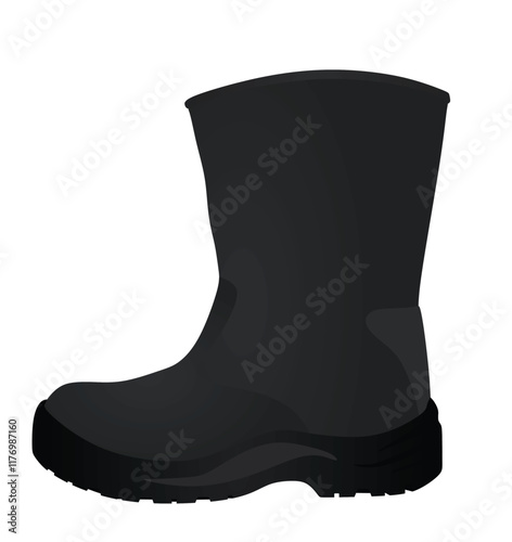 Black rubber boots. vector illustration