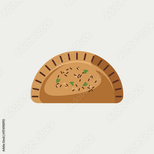 Flat Illustration of a Golden Empanada